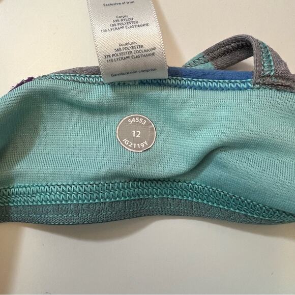 Ivivva mixed stripe Y back sports bra gray fuchsia aqua purple - Picture 5 of 8